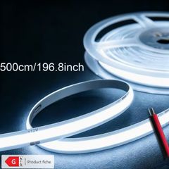 LQHZMYY 12V Hardwired COB LED High-Brightness Flexible LED Strip, Self-Adhesive And Cuttable, Suitable for Indoor, Mirror, Bedroom, Kitchen, Office Desk, Backlighting Lighting Lighting, Flexible Lighting LED Strip