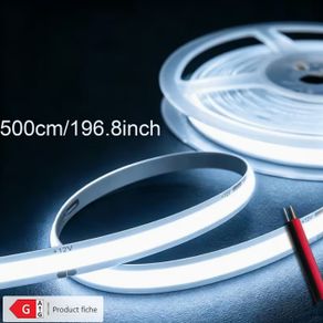 LQHZMYY 12V Hardwired COB LED High-Brightness Flexible LED Strip, Self-Adhesive And Cuttable, Suitable for Indoor, Mirror, Bedroom, Kitchen, Office Desk, Backlighting Lighting Lighting, Flexible Lighting LED Strip