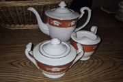 Antique Chinese Teapot, sugar bowl and milk jug.