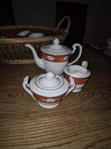Antique Chinese Teapot, sugar bowl and milk jug.