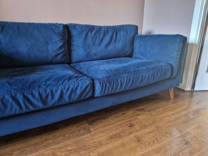 3 seater velvet navy bellini sofa from ezliving