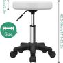Round Rolling Stool with Wheels Height Adjustable Stool Spa Stool for Salon Massage Home Kitchen White Image 2