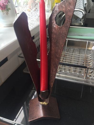 Heavy copper unique candle holder