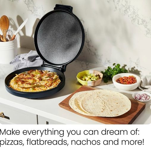 Everything Maker, 30cm Pizza Oven Electric More, 1570W, 220 C Non-Stick, High Heat, Digital Cookbook, LED Indicator, Vertical Storage