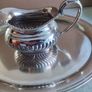 Vintage from the 19th century. Antique Period English Tea Service inc Teapot, Sugar bowl & milk jug Sheffield England on small silver plated tray. Image 5