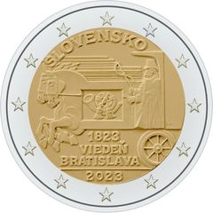 Slovakia 2 Euro Commemorative Coin 2023 - Horse - Drawn Express Mail .UNC