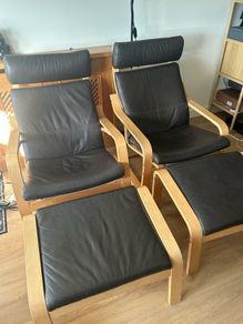IKEA POANG Pair of Chairs & Matching Stools