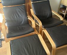 IKEA POANG Pair of Chairs & Matching Stools