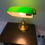 Qazqa - Classic Table Lamp I Table LightInotary lamp Bronze with Green Glass - Banker- - Classic I Antique - Suitable for LED E27 | 1 Light - Steel Table lamp - Suitable for Living Room I Image 2