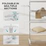 4-Layer Folding Cloth Rail, Adjustable Garment Rack with Wheels for Bedroom, Balcony, Silver Image 7