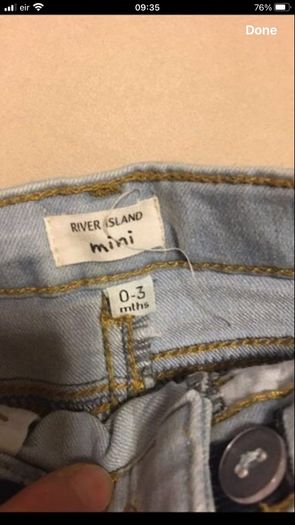 Boys river island jeans never worn 0/3 mths