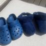 Blue Clogs with Removable Fuzzy Slipper Linings Image 2