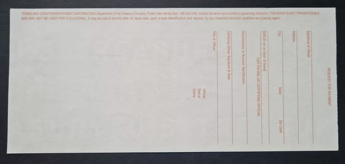 100 Dollar United States Savings Bond 1999