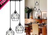 Pendant Light Hanging Lamp Fixture - 3-Light Vintage Hanging Ceiling Light Fixtures Black Metal Industrial Pendant Lighting Shade for Farmhouse Kitchen Dining Room (FREE POSTAGE)