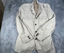 Zara Man Utility Blazer Jacket 48 Beige - Linen Blend- Military Chore Style