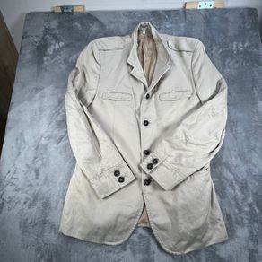 Zara Man Utility Blazer Jacket 48 Beige - Linen Blend- Military Chore Style