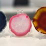 Polished Agate Slice Geode Coasters Set of 3 with Acrylic Display Stands (Blue, Pink, Amber) Image 6
