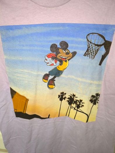 Mickey Mouse Slam Dunk Graphic Shirt, Size  Small