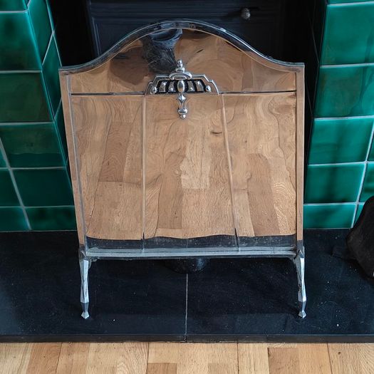 Stunning Art Deco Polished chrome Fire Screen