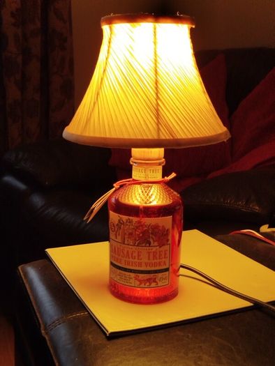 Handcrafted Sausage Tree Irish Vodka Bottle Lamp - Unique Home Decor