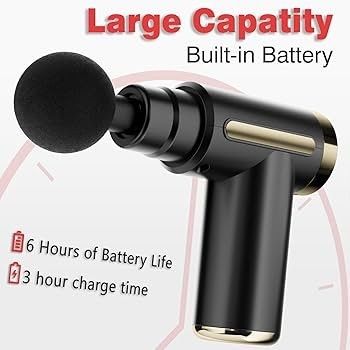 FREE EXPRESS SHIPPING Mini Massage Gun Deep Tissue,6 Speeds Cordless Handheld Muscle Massager with 4 Heads 1800mAh Battery & Type-C Charging, Super Quiet Chargeable Device Pain Relief,