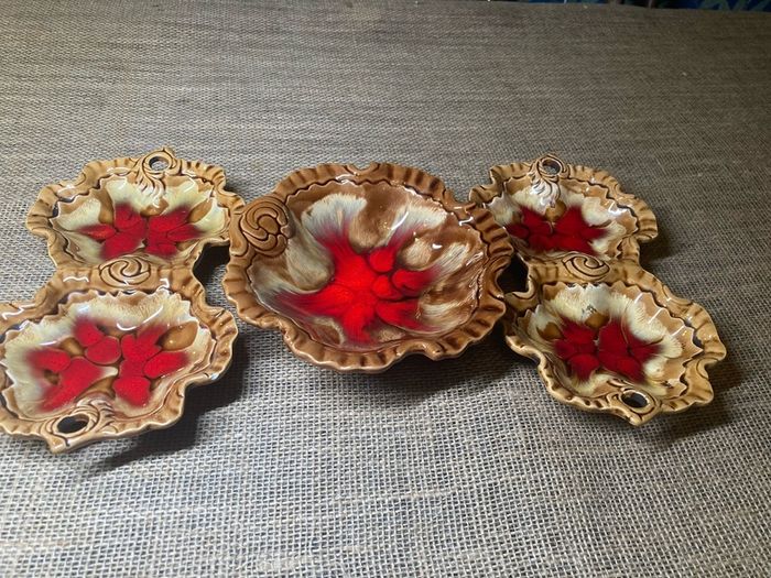 Trio of dishes mid century vibe.