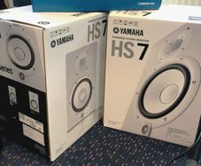 HS7 studio monitors pair white