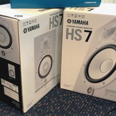 HS7 studio monitors pair white