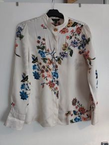 Massimo Dutti Floral Blouse  Elegant, Silk Feel, Size M (EU 40)