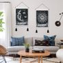 Set of 2 Gothic Small Tapestries with Tassels, Gothic Home Decor Skeleton Sun Moon Wall Hanging, Black White Wall Art Tapestry for Bedroom Aesthetic Halloween, 35x50 cm Image 2