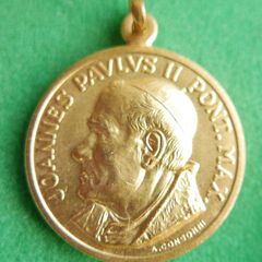 Vintage Gold Plated Pope John Paul II and Queen of Poland Our Lady