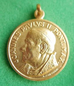 Vintage Gold Plated Pope John Paul II and Queen of Poland Our Lady