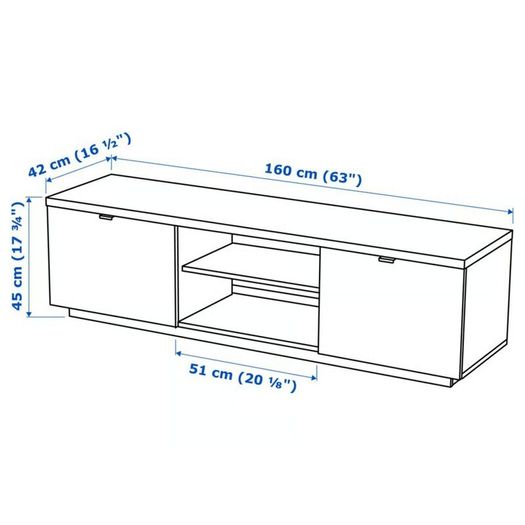 BYS TV bench, high-gloss white, 160x42x45 cm