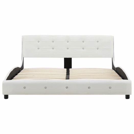 Bed Frame White Faux Leather 135x190 cm