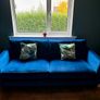Navy Blue Velvet Velour 3 Seater Sofa Image 2