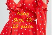 Red wrap around top with shoulder detail &amp; straps size 12