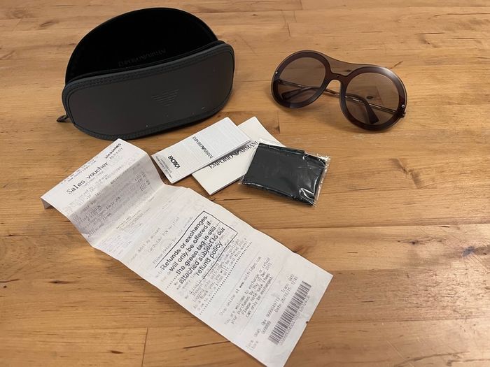 Emporio Armani, bug eye aviator sunglasses, comes in original box with the receipt