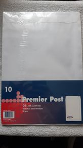Premier Post 10 C4 White Peel and Seal Envelopes (A4 Sized) Home Office School College