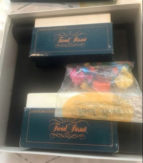 Trivial Pursuit 1983 Genius edition,,now vintage all pieces present selling on eBay for 120 sterling bargain at 40 euro