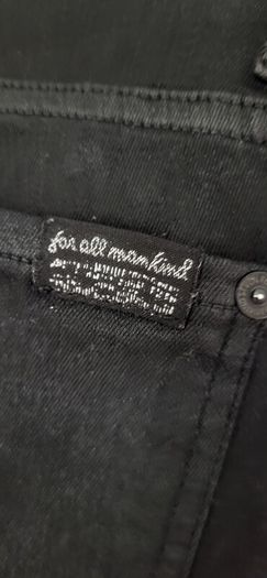7 for All Mankind Black High Waist Glossy Coating Crystal Gunmetal Skinny Jeans Sz 26 (Fit 8UK) - Rrp 240 (New)