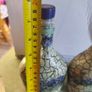 Set of 2 decorative bottles handmade decorative glass bottles featuring a Viola blue flowers decoupage design and a crackled paint finish. Image 2