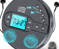 High quality portable CD player featuring an FM transmitter