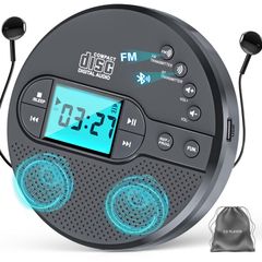 High quality portable CD player featuring an FM transmitter