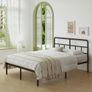 Small Double Bed Frame 4ft with Curved Headboard, 3/4 Bed Metal with Steel Slats, 36 cm High Image 3