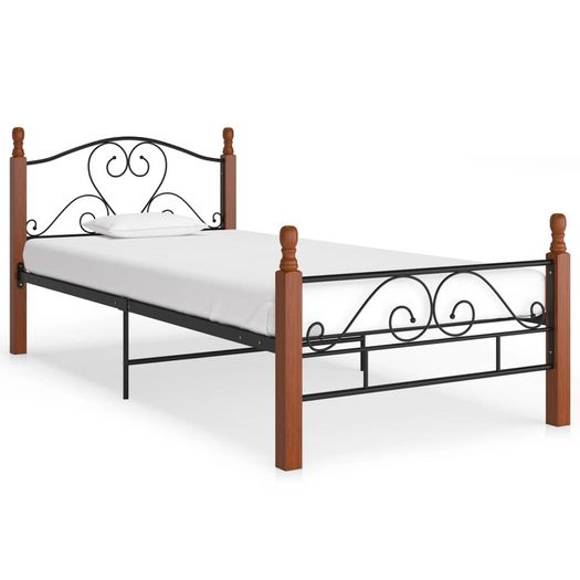 Bed Frame Black Metal 100x200 cm