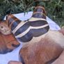 3 X Art Deco Handpainted Hardwood Cats Image 10