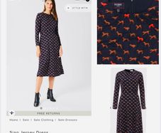 Hobbs london midi alone fit and flare dress with dog print navy autumnal chic