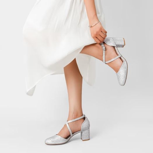 Brand New Women's High Heels Elegant Cross-Strap Pumps Closed Toe - Mid Block Heel
