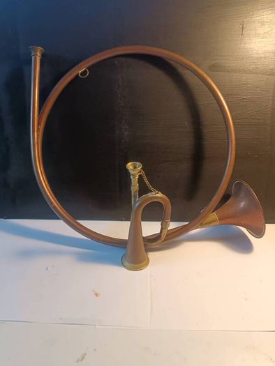 A Pair of Copper and Brass Horns