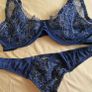 Edge O'Beyond luxury lingerie black and gold lace bra thong set 34DD Image 4